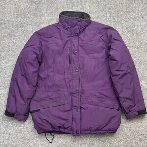 Mountain Hardwear Down Jacket Womens Sz 10 Purple Full Zip Quilt Lined Insulated